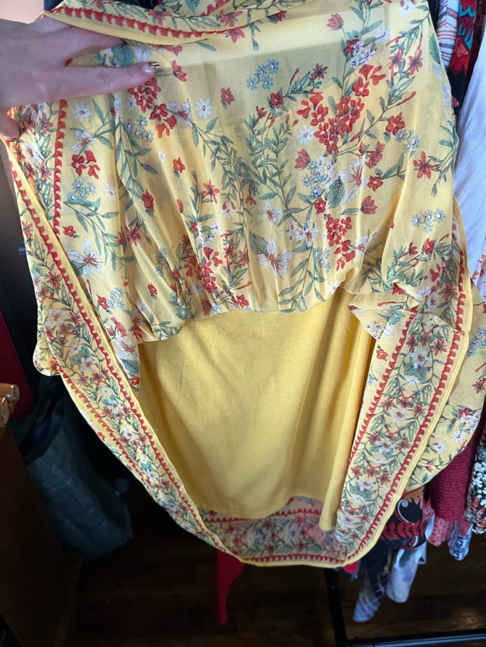 MAX STUDIO Gathered Waist Floral Print Skirt In Yellow Floral - Picture 6 of 6